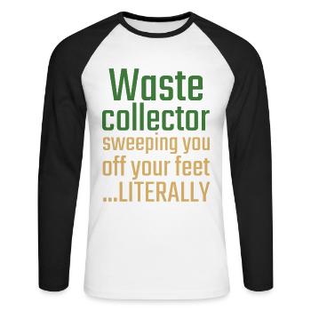 Waste collector Valentinstag Sweeping you - Unisex Baseballshirt langarm - Weiß/Schwarz - Vorne - Nik (191cm)