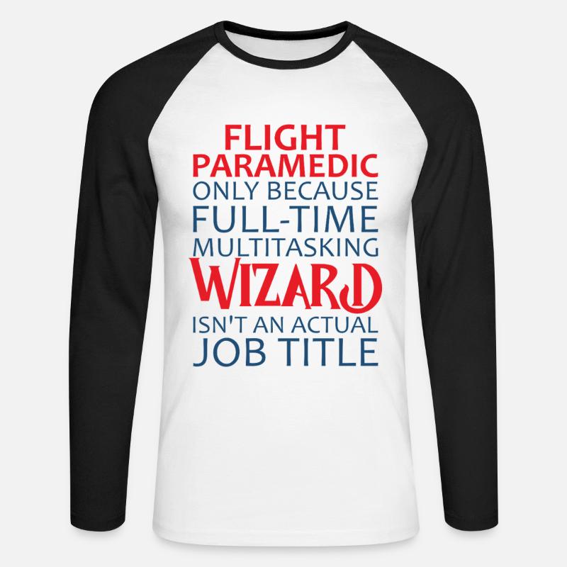 Flight Paramedic Wizard Luftrettung - Unisex Baseballshirt langarm - Weiß/Schwarz