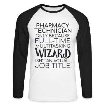 Pharmacy technician Wizard - Unisex Baseballshirt langarm - Weiß/Schwarz - Vorne - Nik (191cm)