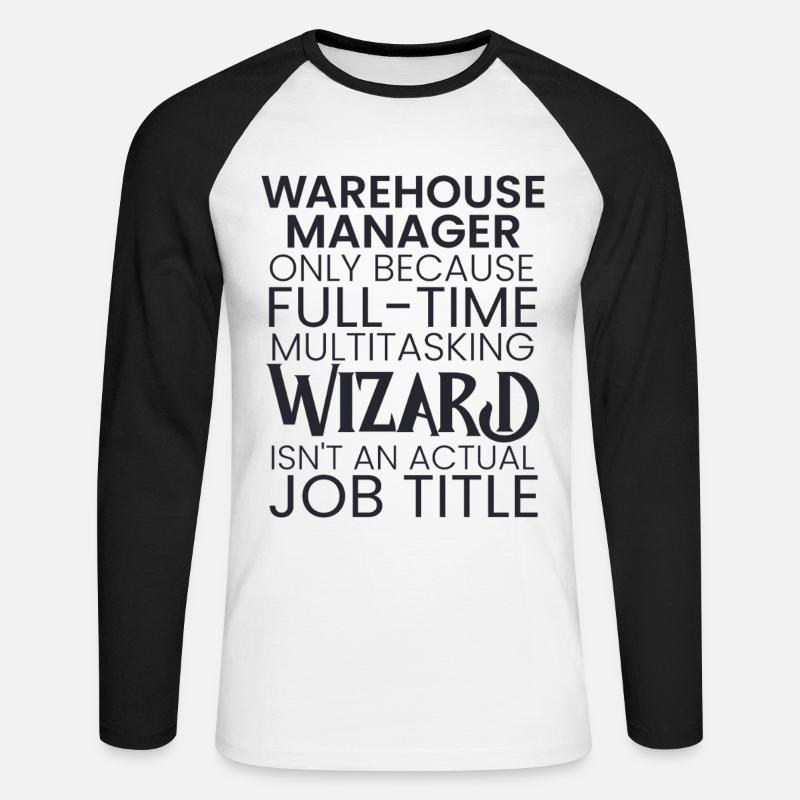 Warehouse Manager multitasking Wizard - Unisex Long Sleeve Baseball T-Shirt - white/black