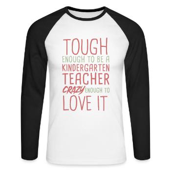 Kindergarten teacher Crazy - Unisex Long Sleeve Baseball T-Shirt - white/black - Front - Nik (191cm)
