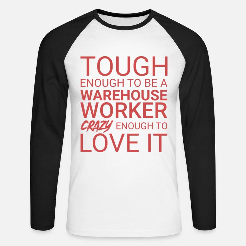 Warehouse Worker Crazy - Unisex Baseballshirt langarm - Weiß/Schwarz