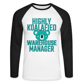 Warehouse Manager Koalafied - Unisex Baseballshirt langarm - Weiß/Schwarz - Vorne - Nik (191cm)