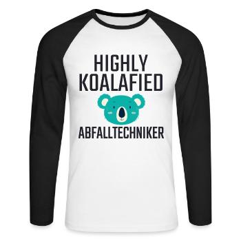 Technicien des déchets Koalafied - T-shirt baseball manches longues Homme - blanc/noir - Devant - Nik (191cm)