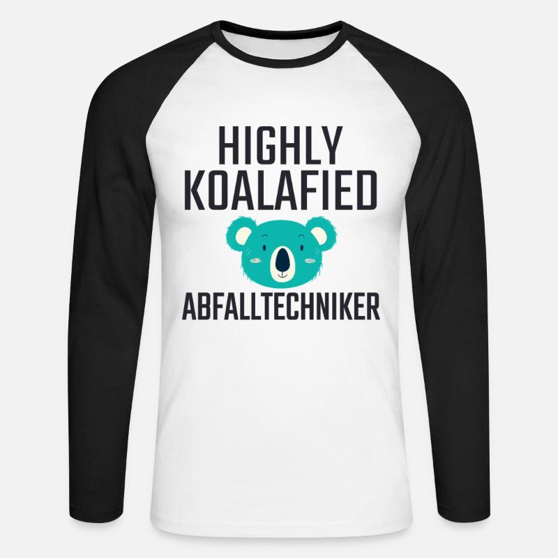 Abfalltechniker Koalafied - Unisex Baseballshirt langarm - Weiß/Schwarz