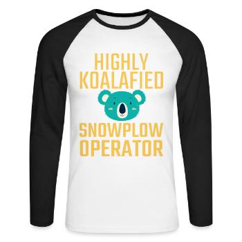 Snowplow Operator Koalafied - Unisex Long Sleeve Baseball T-Shirt - white/black - Front - Nik (191cm)