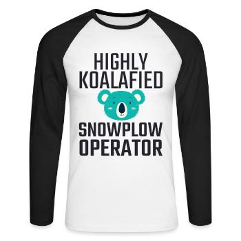 Snowplow Operator Koalafied - Unisex Long Sleeve Baseball T-Shirt - white/black - Front - Nik (191cm)