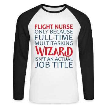 Flight Nurse Wizard Luftrettung - Unisex Baseballshirt langarm - Weiß/Schwarz - Vorne - Nik (191cm)