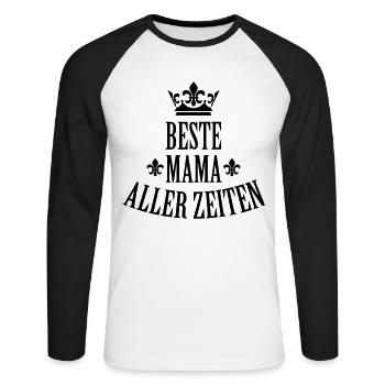 01 Beste Mama aller Zeiten 1c Muttertag - Unisex Baseballshirt langarm - Weiß/Schwarz - Vorne - Nik (191cm)