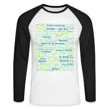 Rueda de Casino Salsa Kuba - Unisex Baseballshirt langarm - Weiß/Schwarz - Vorne - Nik (191cm)