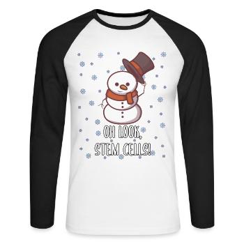 Christmas biology teacher student snowman - Unisex Long Sleeve Baseball T-Shirt - white/black - Front - Nik (191cm)