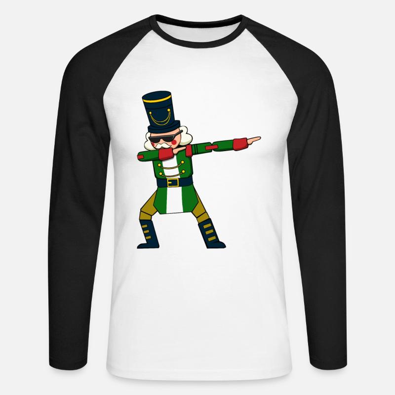 Dabbing Nussknacker Figur Weihnachtspullover - Unisex Baseballshirt langarm - Weiß/Schwarz