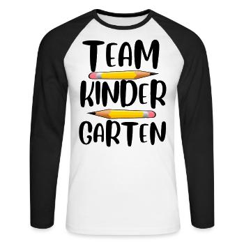 Team Kindergarten - Unisex Baseballshirt langarm - Weiß/Schwarz - Vorne - Nik (191cm)