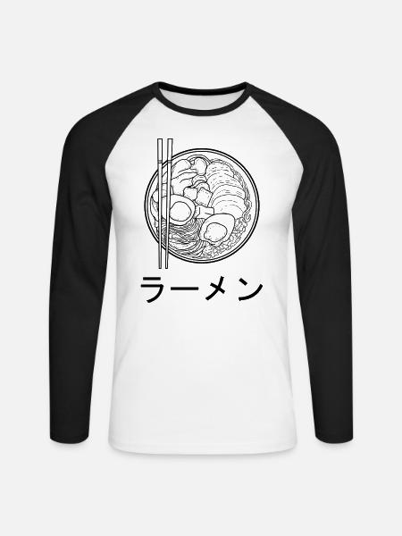 Ramen Japan tshirt - Unisex Long Sleeve Baseball T-Shirt - white/black