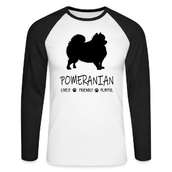 Pomeranian Spitz Kleinspitz Zwergspitz Pom Süßer - Unisex Baseballshirt langarm - Weiß/Schwarz - Vorne - Nik (191cm)