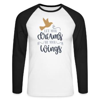 let your dreams be your wings dove freedom - Unisex Long Sleeve Baseball T-Shirt - white/black - Front - Nik (191cm)
