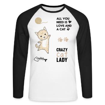 Chat mignon animaux stickerset chats Stickers chat - T-shirt baseball manches longues Homme - blanc/noir - Devant - Nik (191cm)