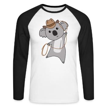 Cowboy Koala Koalas Koalas Western Australie - T-shirt baseball manches longues Homme - blanc/noir - Devant - Nik (191cm)