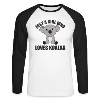 Juste un girl who loves Koalas doux animaux Koala - T-shirt baseball manches longues Homme - blanc/noir - Devant - Nik (191cm)