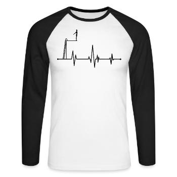 Battement de coeur Saut à la tour DIVING saut de falaise - T-shirt baseball manches longues Homme - blanc/noir - Devant - Nik (191cm)