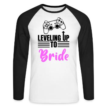 Leveling UpTo Bride - Unisex Long Sleeve Baseball T-Shirt - white/black - Front - Nik (191cm)