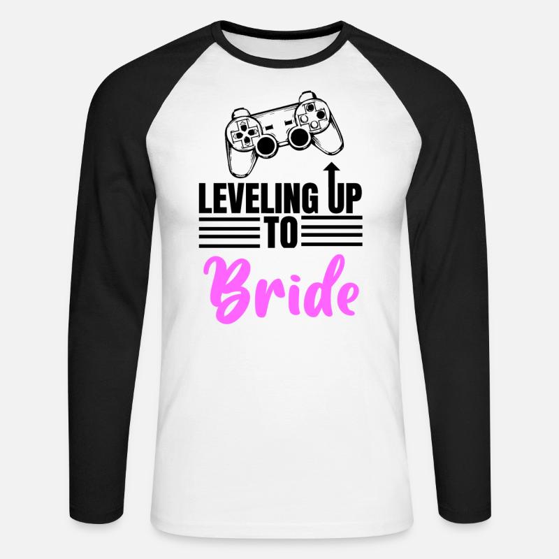 Leveling UpTo Bride - Unisex Baseballshirt langarm - Weiß/Schwarz
