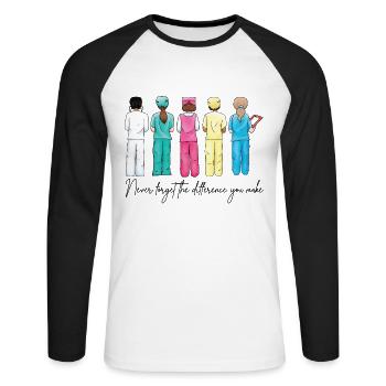 Nurse Team Appreciation Quote - Unisex Long Sleeve Baseball T-Shirt - white/black - Front - Nik (191cm)