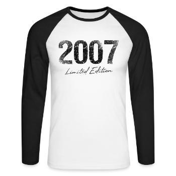 Geburtstag 2007 Limited Edition Geschenk Used Cool - Unisex Baseballshirt langarm - Weiß/Schwarz - Vorne - Nik (191cm)