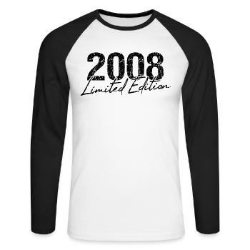 Geburtstag 2008 Limited Edition Geschenk Used Cool - Unisex Baseballshirt langarm - Weiß/Schwarz - Vorne - Nik (191cm)