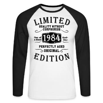 Birthday 1984 Limited Edition Gift Used Cool - Unisex Long Sleeve Baseball T-Shirt - white/black - Front - Nik (191cm)