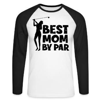 Best Mom By Par Damen Golf Golfspielerin Shirt - Unisex Baseballshirt langarm - Weiß/Schwarz - Vorne - Nik (191cm)