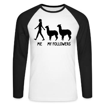 Je veux dire Followers Alpaga Lover Lama Lover - T-shirt baseball manches longues Homme - blanc/noir - Devant - Nik (191cm)
