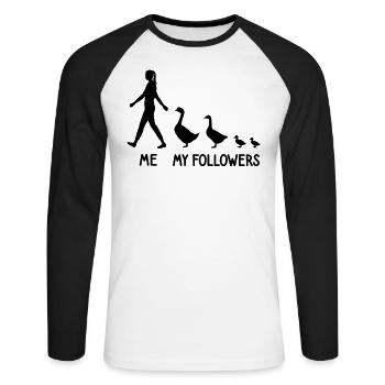 I Mes Followers Geese Lover Goose Breeder - T-shirt baseball manches longues Homme - blanc/noir - Devant - Nik (191cm)