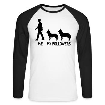 I Mes followers Husky Chien Éleveur Chien - T-shirt baseball manches longues Homme - blanc/noir - Devant - Nik (191cm)