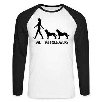 I Mes Followers Rottweiler Chien Éleveur Chien - T-shirt baseball manches longues Homme - blanc/noir - Devant - Nik (191cm)