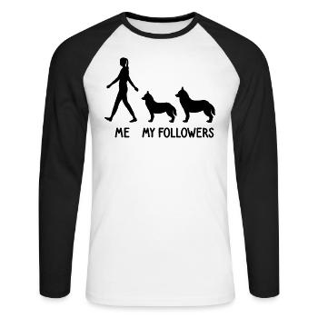 I Mes followers Husky Chien Éleveur Chien - T-shirt baseball manches longues Homme - blanc/noir - Devant - Nik (191cm)