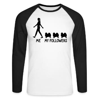 Ich Meine Follower Spitz Pomeranian Hunde Züchter - Unisex Baseballshirt langarm - Weiß/Schwarz - Vorne - Nik (191cm)