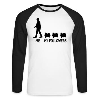 Ich Meine Follower Spitz Pomeranian Hunde Züchter - Unisex Baseballshirt langarm - Weiß/Schwarz - Vorne - Nik (191cm)