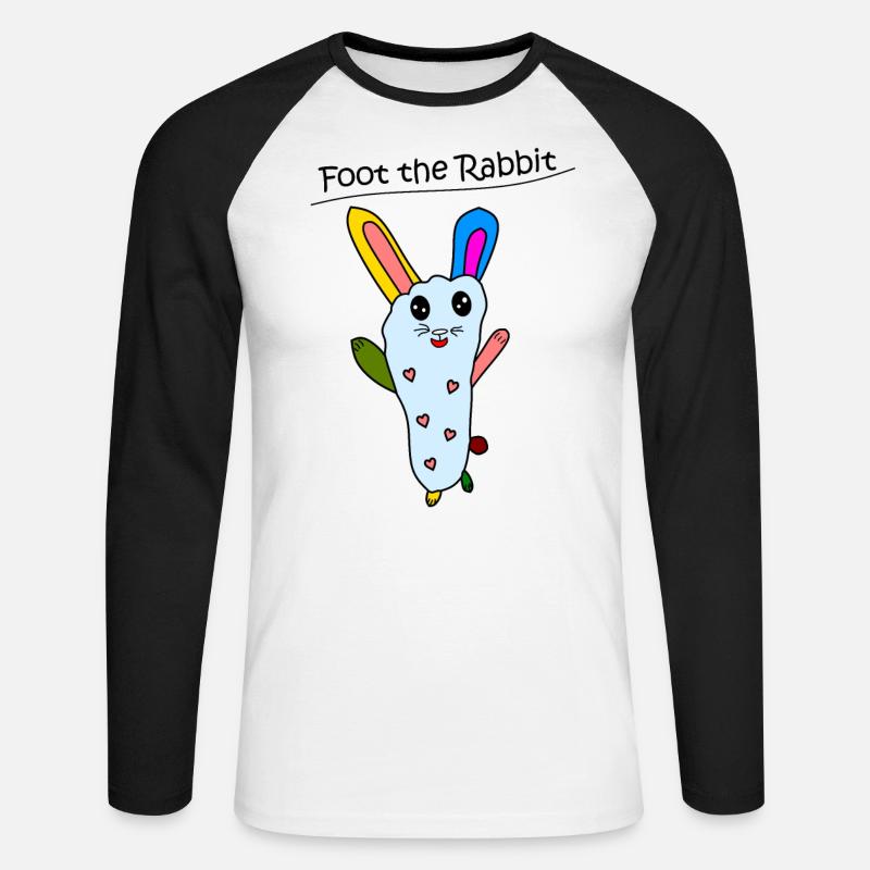 Foot the Rabbit - Unisex Baseballshirt langarm - Weiß/Schwarz