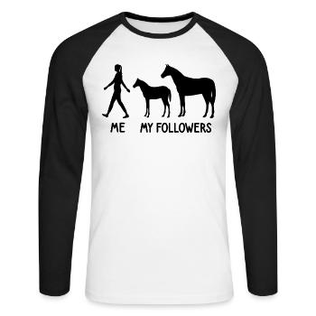 I Mes followers Chevaux Éleveur Farmer Rider - T-shirt baseball manches longues Homme - blanc/noir - Devant - Nik (191cm)