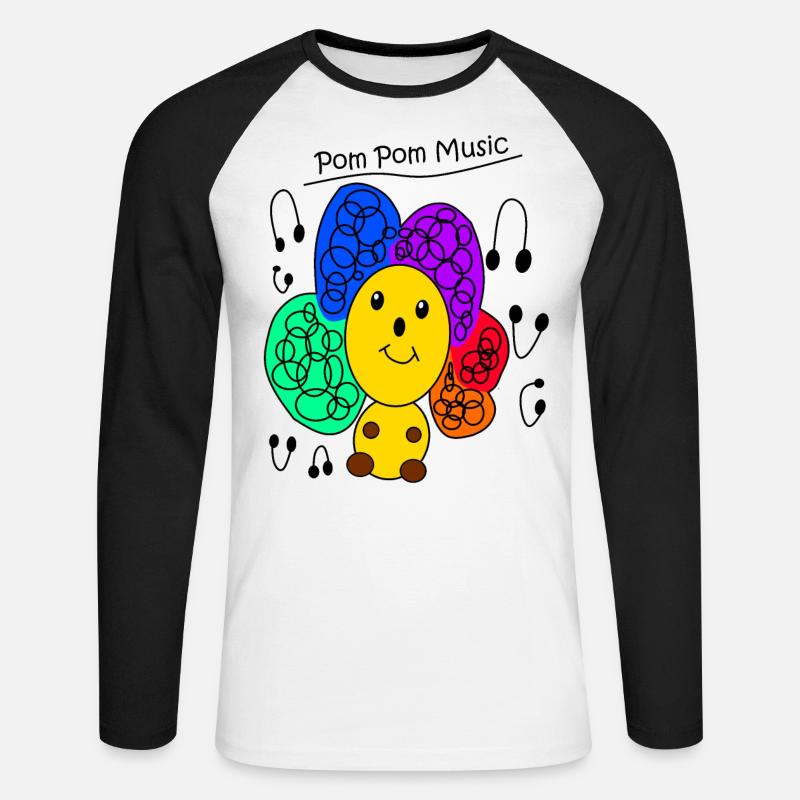 PomPom - Unisex Baseballshirt langarm - Weiß/Schwarz