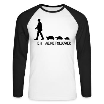 Ich Meine Follower Schildkröte Zoo Reptilien - Unisex Baseballshirt langarm - Weiß/Schwarz - Vorne - Nik (191cm)
