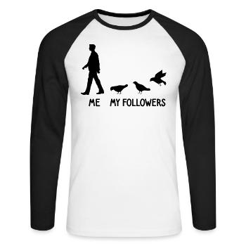 I Mes Followers Pigeons Amateurs Pigeons Oiseau - T-shirt baseball manches longues Homme - blanc/noir - Devant - Nik (191cm)