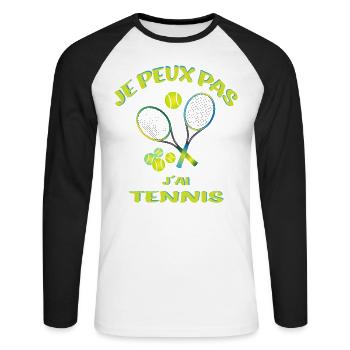 I can't I have Tennis - Unisex Long Sleeve Baseball T-Shirt - white/black - Front - Nik (191cm)