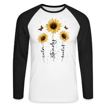Fleurs d’été Fleur Inspiration Dicton de motivation - T-shirt baseball manches longues Homme - blanc/noir - Devant - Nik (191cm)