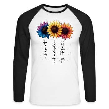 Summer Flowers Flower Inspiration Motivational Saying - Unisex Long Sleeve Baseball T-Shirt - white/black - Front - Nik (191cm)