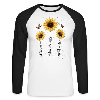 Fleurs d’été Fleur Inspiration Dicton de motivation - T-shirt baseball manches longues Homme - blanc/noir - Devant - Nik (191cm)