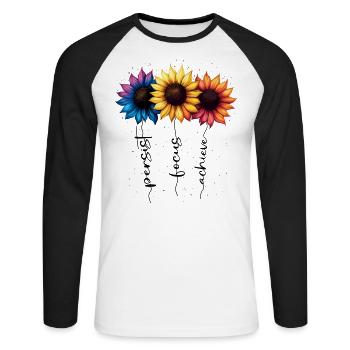 Summer Flowers Flower Inspiration Motivational Saying - Unisex Long Sleeve Baseball T-Shirt - white/black - Front - Nik (191cm)