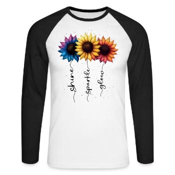 Summer Flowers Flower Inspiration Motivational Saying - Unisex Long Sleeve Baseball T-Shirt - white/black - Front - Nik (191cm)