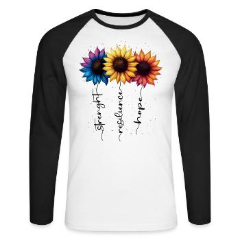 Summer Flowers Flower Inspiration Motivational Saying - Unisex Long Sleeve Baseball T-Shirt - white/black - Front - Nik (191cm)